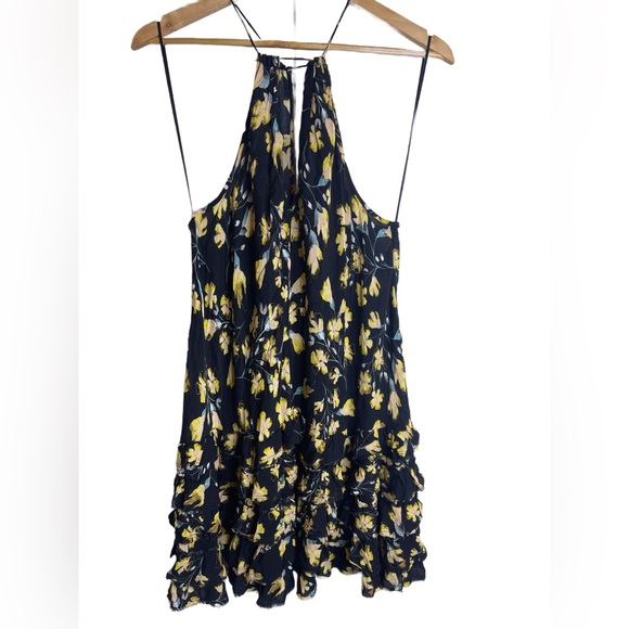 Free People Intimately Women’s Floral Halter Ruffle Mini Dress Size Medium - Picture 1 of 6